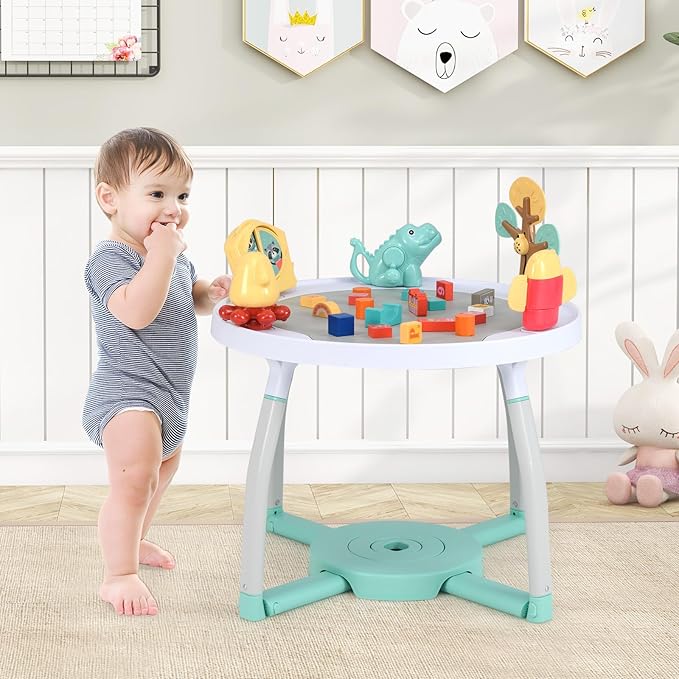 BABY JOY 5 in 1 Baby Activity Center, Baby Jumpers and Bouncers with Removable Toys, Lights & Music, 3 Adjustable Heights, Interactive Play Center for Toddlers Boys Girls 6-36 Months (White)