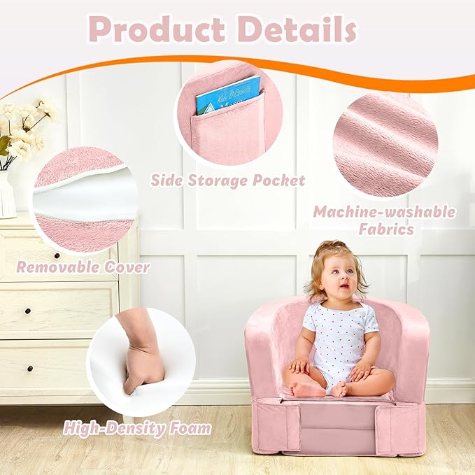 QUCHI Toddler Travel Bed - Portable & Foldable 2-in-1 Travel Cot, Soft Foam with Washable Cover, Convertible Sofa for Toddlers & Kids, Indoor & Outdoor Use