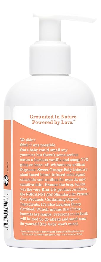 Earth Mama Sweet Orange Baby Lotion | Moisturizing Body Lotion for Dry Skin, Newborn Baby Lotion Sensitive Skin Care, Face Lotion for Babies & Kids with Shea Butter, Calendula & Aloe, 8 Fl Oz (2-Pack)