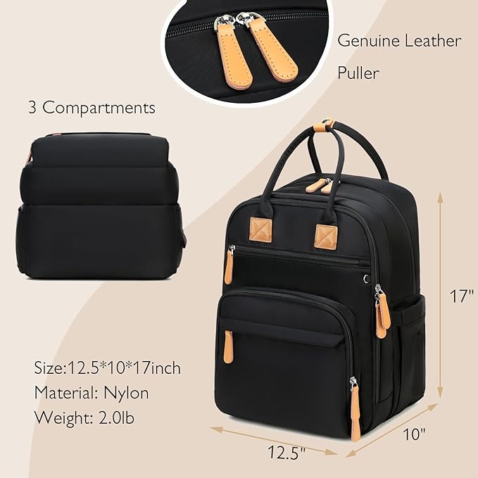 18 Pockets Diaper Bag Backpack with Waterproof Pockets and Stroller Buckle, Convertible Tote Bag (XL Black, Extra Large)