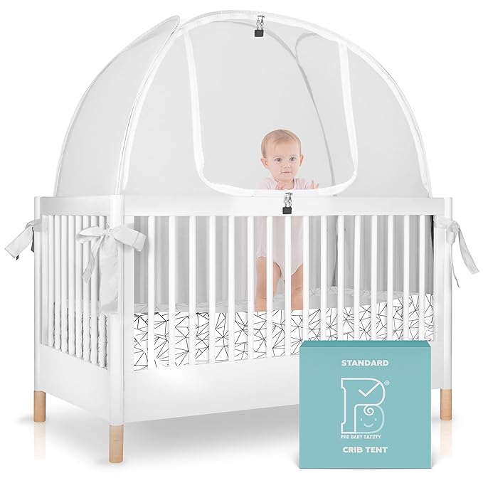 Breathable Mesh Crib Tent to Keep Baby from Climbing Out, Crib Net Canopy with Auto-Lock Zipper and Safety Latch, Crib Net to Keep Baby in, Crib Cover for Safety (Mosquiteros para Cunas de Bebes)