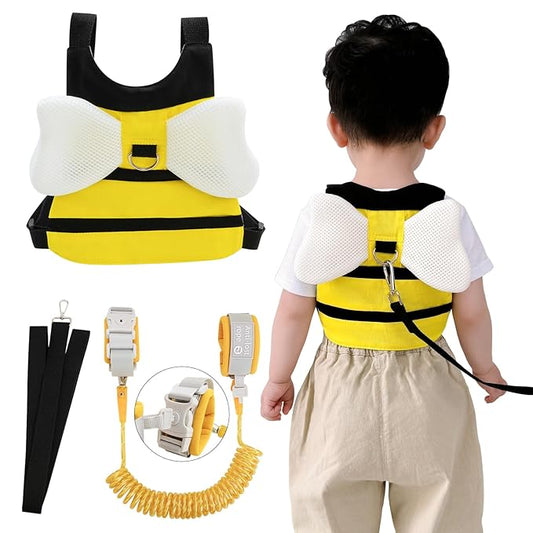 Toddler Leashes + Anti Lost Wrist Link for Kids, 4 in 1 Kid Harness Backpack Leash for Girls Boys, Kids Anti Lost Leash Cute Baby Harness Belt Strap Foldable Children Safety Leash for Park Zoo Travel