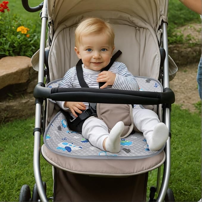 INFANZIA Dry Seat,Car Seat Protector Waterproof Carseat Liner Potty Training Toddlers, Baby and Infants, Piddle Pad for Carseats Strollers (Gray Plane Car, 1 Pack)