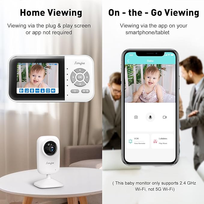 Upgrade Video Baby Monitor with 2 Cameras and Audio 2.8" Screen, Night Vision, APP, 2 Way Talk, 1200ft Long Range, Feeding Clock, Temperature Detection, Portable Wireless Baby Cam Home Use