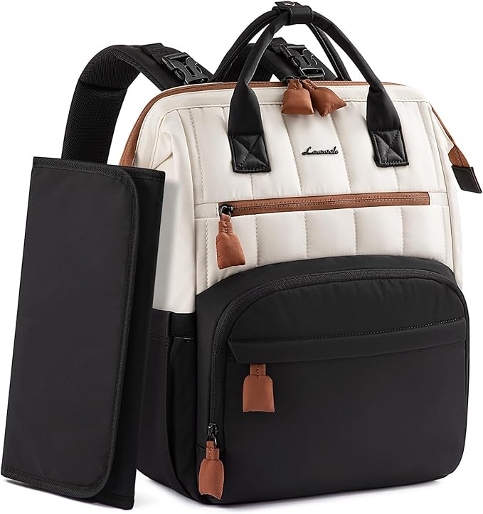 LOVEVOOK Puffer Diaper Backpack, Lightweight Baby Bag with Changing Pad, Diaper Bag for Mom Dad with Stroller Buckles