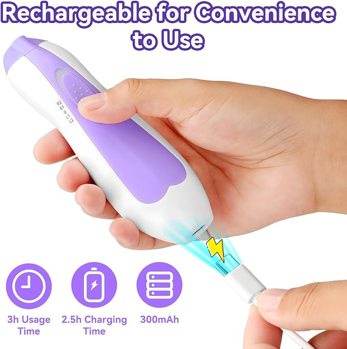 Baby Nail Trimmer Electric, 6 in 1 Rechargeable Baby Nail Clippers Manicure Set Grooming Kit for Toddler Infant or Adults (Purple)