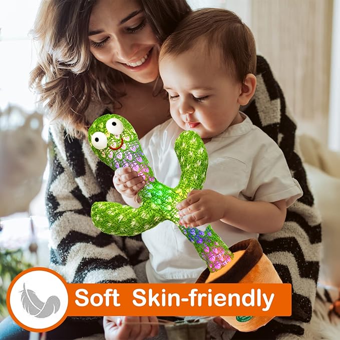 [Update Volume Adjustable] Talking Cactus Toy Mimics Back, Gift Package Repeat Dancing Plush Toys - Talking Sing+Repeat+Dancing+Recording+Rainbow Led Cactus Toy(15 Second Recording)