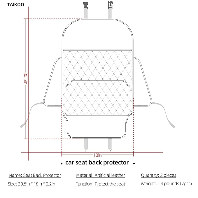 Seat Back Protector + Large Capacity Pocket Storage Organizer,Preventing The Impact of Children Stepping on The Seat Backrest (Style A-Black)