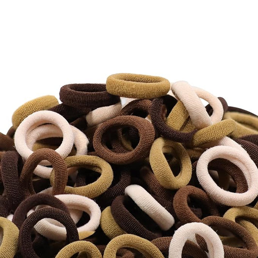 WillingTee Baby Hair Ties,300PCS Nylon Toddler Hair Ties for Girls, Kids Seamless Hair Bands, Girls Elastic Ponytail Holders,Brown