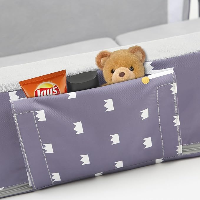 Mooedcoe Foldable Toddler Floor Bed with Sides, Folding Toddler Bed for Travel Kid Foam Sleeping Cot for Children 18M – 5yr Old (Rectangular, Crown)