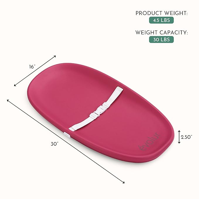 Evolur Eva Baby Changing Pad in Fuschia Pink, Soft, Lightweight and Portable Changing Pad, Fits All Changing Table, Waterproof Firm Padding