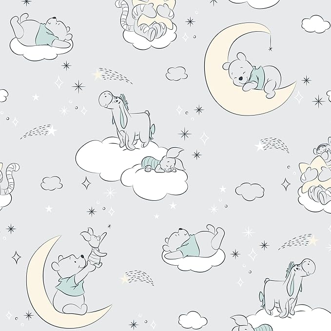 Lambs & Ivy Disney Baby Cozy Friends Winnie The Pooh Gray Fitted Crib Sheet