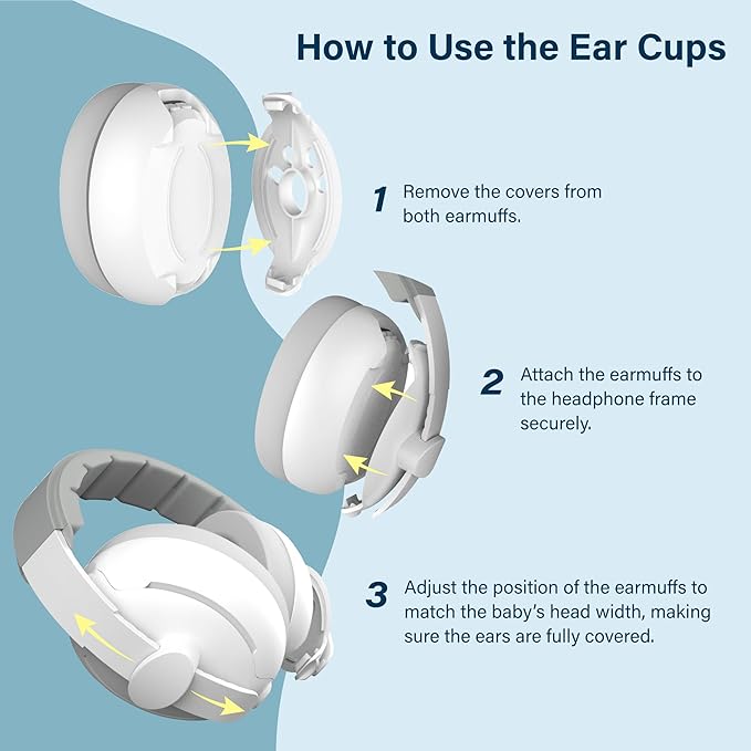2-in-1 Baby Ear Muffs for Hearing Protection, Noise Cancelling Earmuffs for Babies and Toddlers up to 48 Months