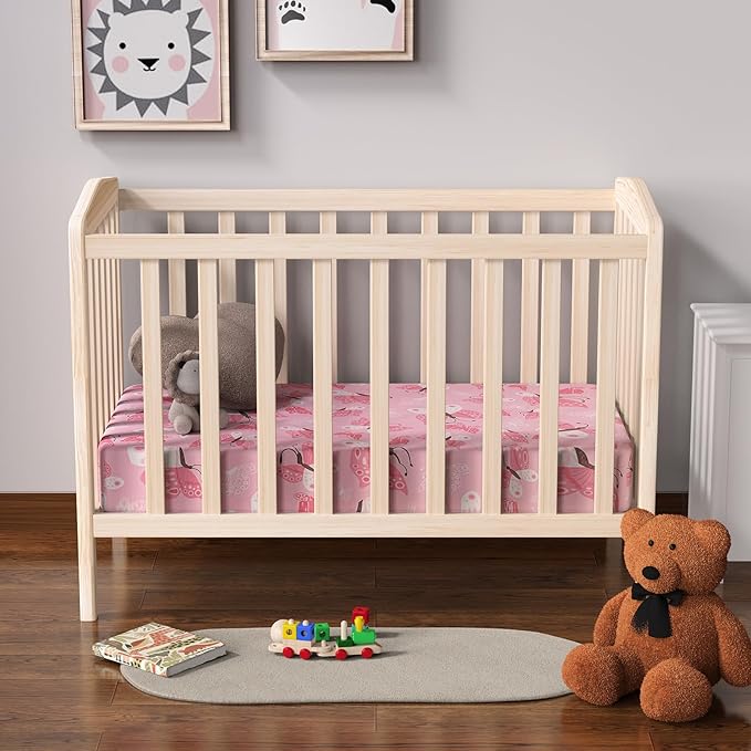 Baby Crib Sheets 2 Pack for Boys and Girls Fit for Standard Crib Toddler Mattress Breathable Soft Microfiber Baby Sheet 28x52x8in(Daisy & Black Butterfly)