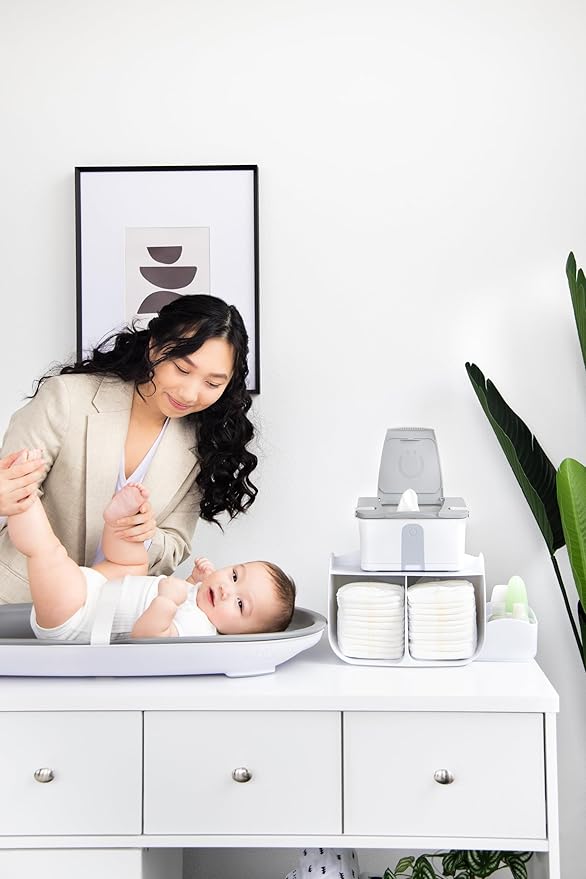 Ubbi Tabletop Diaper Caddy, Diaper Storage, Caddy Organizer, Stores Baby Diapers, Wipes & Baby Accessories, White