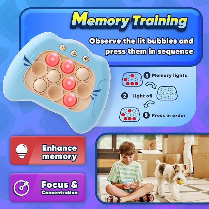 Handheld Game for Kids 6-12, Sensory Fidget Toys for Kids 8-12, Birthday Gifts for 6 7 8 9 Year Old Boys & Girls & Teens-Blue