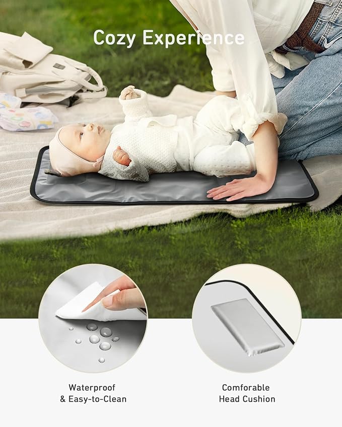 Babebay Portable Diaper Changing Pad, Waterproof Foldable Travel Changing Mat for Baby Boy Girl, Lightweight Travel Changing Station, Boho Geometric Pattern