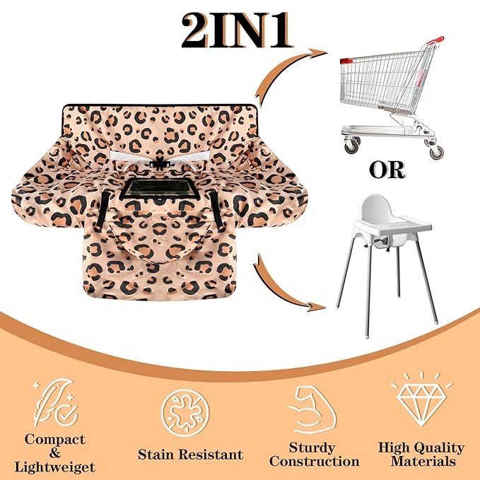 2-in-1 Shopping Cart Cover for Babies Soft Padded Grocery Cart Cover for Baby Boy Girl - Yellow Leopard Texture Pattern, Soft Padded, Safety Harness - Protect and Comfort Your Baby While Shopping