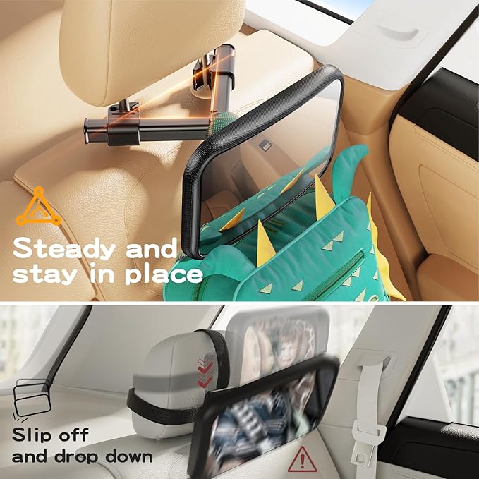 Baby Car Mirror for Baby Hook Clip Design Never Shake Baby Mirror for Car Seat Mirror Rear Facing Newborn Essentials Easy Install Back Seat Mirrors for Car ShatterProof Crash Tested Baby Shower Gifts