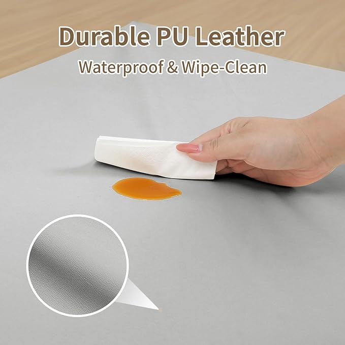 Large Vegan Leather Baby Play Mat for Floor,1.3"Thick Foam 59x82 Foldable Waterproof Kids Play Mat,Stylish and Just Wipe-Clean Playmat for Baby Play on Floor (Grey)
