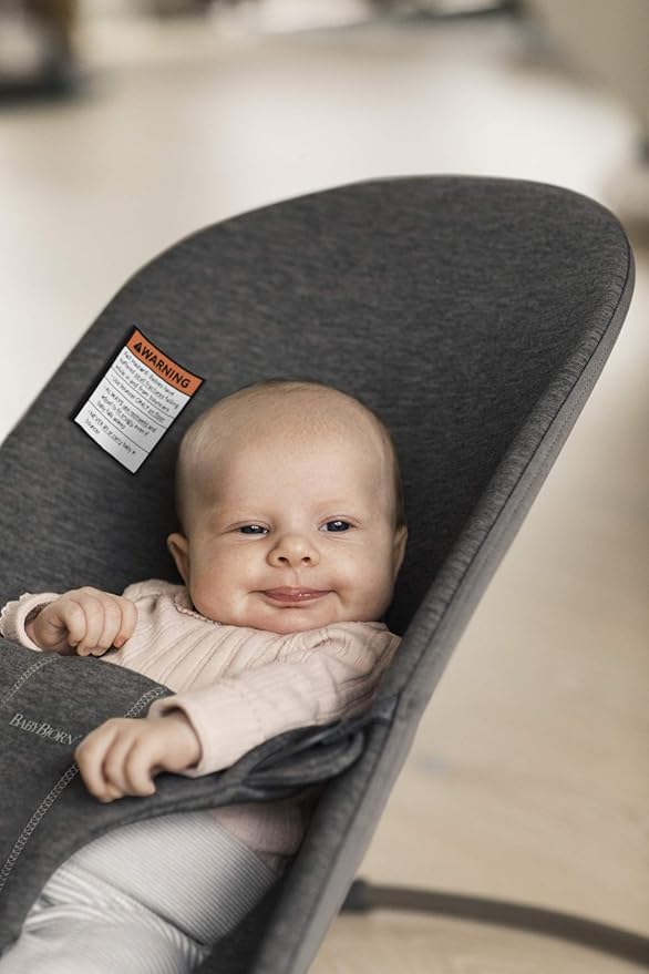 BabyBjörn Bouncer Bliss, Charcoal Gray, 3D Jersey 2-in-1 Adjustable Baby Bouncer Seat and Toddler Chair, Newborn to Toddler (8-29 lbs), 4 positions, Lightweight & Portable