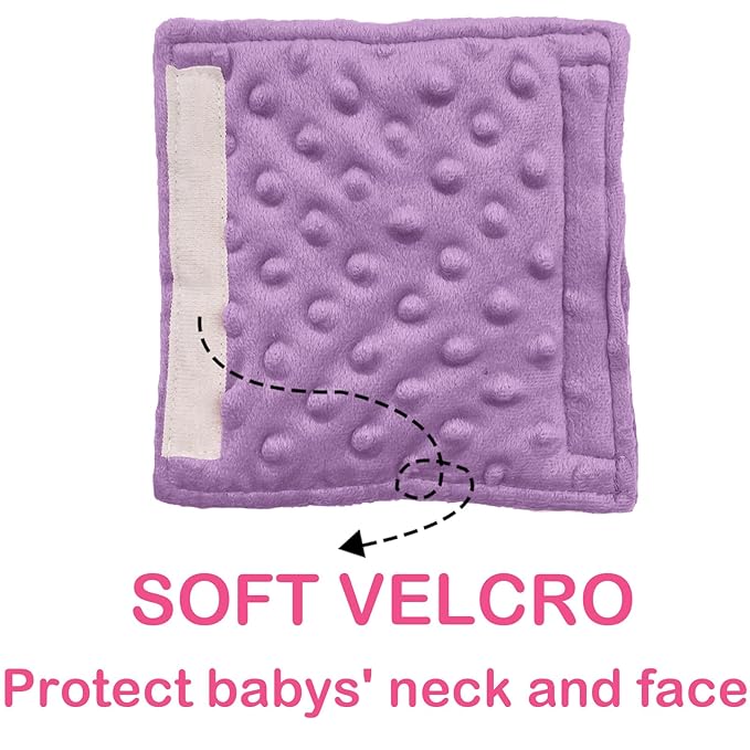 Baby Car Seat Neck Cover, Car Seat Strap Cover, Seat Belt Cushions Pads, Shoulder Strap Protectors, Reversible Pram Harness Covers in Minky Purple, Baby Neck Pad Protector