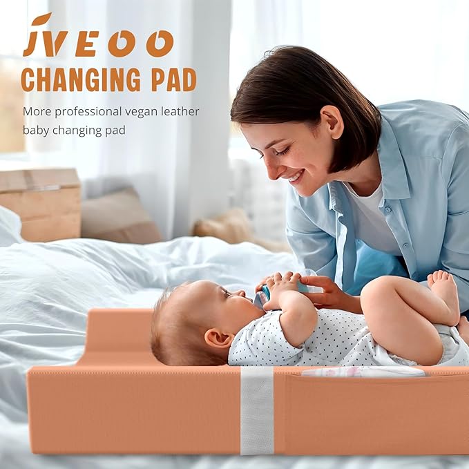 Vegan Leather Baby Changing Pad, Waterproof & Wipeable Soft Diaper Changing Mat 32“ x 16.6" Comfortable Infant Changing Station for Dresser & Table