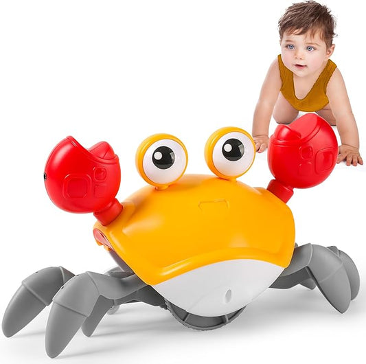 Crawling Crab Baby Toy Infant: Tummy Time Toys for Babies 3 6 9 12 18 24 36 Months, Walking Dancing Crab for Toddler 1 2 3 Year Old, 1st Music Birthday Gift for Boys Girls, Christmas Stocking Stuffers