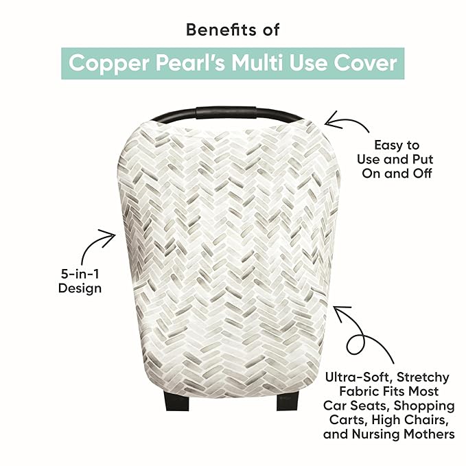 Copper Pearl Multi-Use Cover: Car Seat Covers, Nursing Cover, and Stroller Cover for Sun - Stretchy Fabric, All-Season Use, Stylish Designs, Easy Access for Moms - Caroline