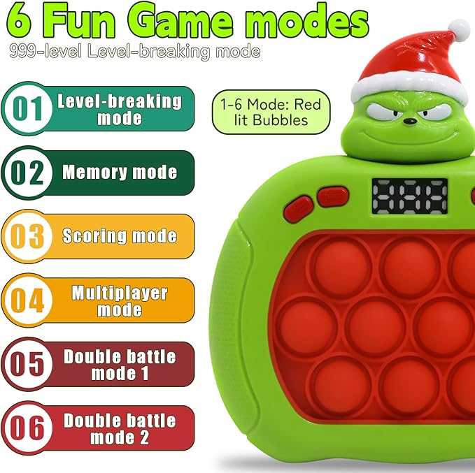 Quick Push Bubble Game,POP Toy Fast Push Game,Quick Push Pop Fidget Toys for Kids 3-12 Years Old,6 Game Mode Upgrades,Handheld Puzzle Games for Halloween and Christmas,Sensory Toys (Rabbit)