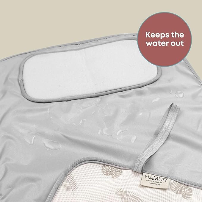 HAMUR HOME Portable Baby Changing Pad – Waterproof, Foldable & Lightweight Travel Mat – Soft & Machine Washable Diaper Changer – Compact & Durable (Leaves)