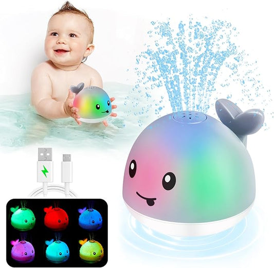 Baby Bath Toys, Toddler Bath Toys for Kids Ages 1-3, Christmas Stocking Stuffers 1 2 3 Year Boy Girl Gifts, Infant Baby Toy 6-12-18 Months, Light Up Whale Bath Toy Sprinkler Bathtub Water Toy