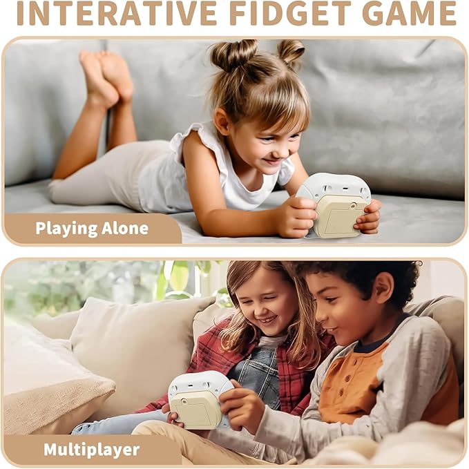 Pop Game Light Up Fidget Toy for Kids, 6 Modes LED Screen Quick Push Game Controller Electric Fidget Popper Car Games Quick Push Bubble Games Birthday Toys for Kids White