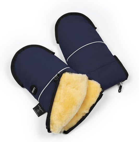 Werner Christ Baby Sheepskin Hand Warmer - GLOVY Luxe Gloves are The Ideal Baby Carriage muff Made of Medical Fur, Warm Universal and Water-Repellent Hand muff