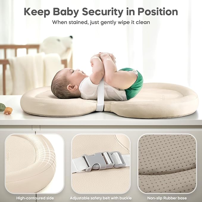 Mamatepe Baby Changing Pad, Soft, Foldable Leather Diaper Changing Pad, Contoured Changing Table Pads for Dresser, Waterproof & Non-Slip Wipeable, 30"X19", Yellow