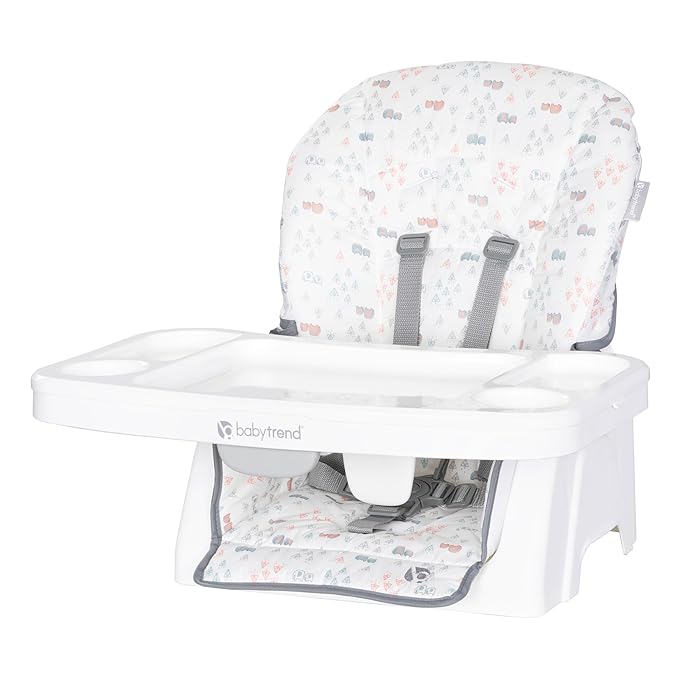 Baby Trend Adapt SpaceSaving Booster High Chair, Elephant Meadow Coral