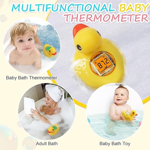 Rechargeable Baby Bath Thermometer Duck Digital Floating Shower Thermometer Fast Temperature Reading Safety Newborn Bath Time Toy by AXHHTVCGY