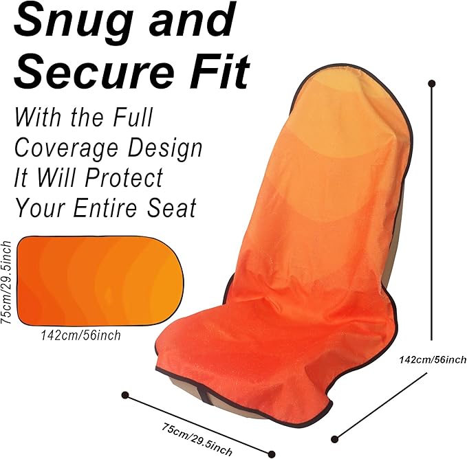 Car Seat Cover Protector Front Seats,for Gym Workout,Running,Swimming,Beach and Hiking,Waterproof Sweat Towel Bucket Seat Covers for Cars SUV Trucks (Orange, 1Pcs)