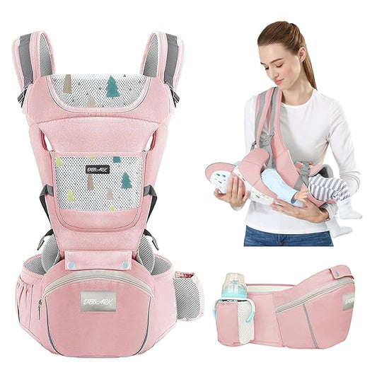 Baby Carrier Newborn to Toddler - Debark Baby Carrier with Hip Seat, 6 in 1 Lightweight and Detachable Infant Carrier for Babies from 0-36 Months, Ideal for Hands-Free Parenting(Pink)