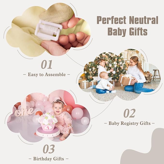 5-in-1 Plush Baby Play Gym, Baby Play Mats, Convertible Baby Gym with Pillow, Tummy time mat, Baby&Ped Bed, 6 Sensory Toys, Baby Activity Center from Newborn to Toddler, Ball Pit, Rectangular Cream