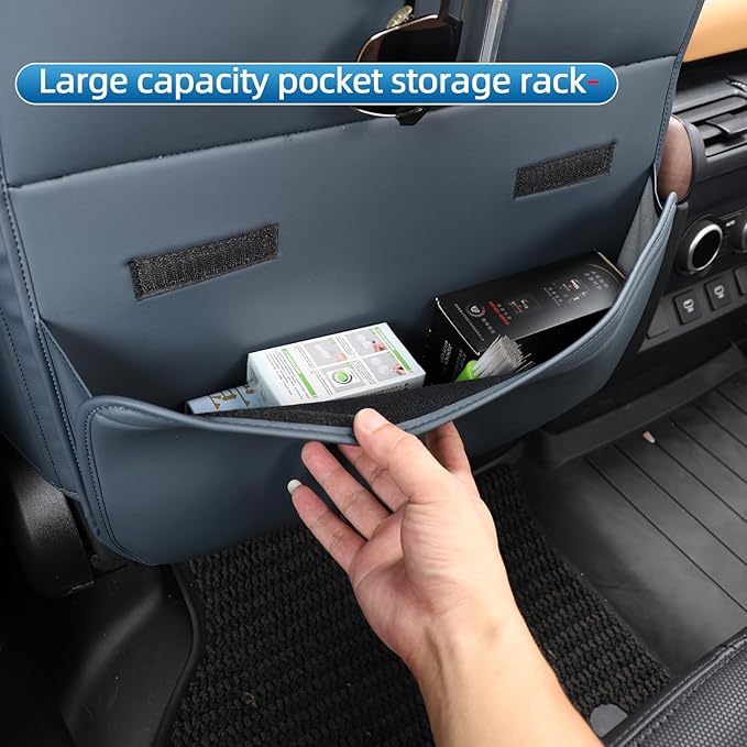 Seat Back Protector,Preventing the Impact of Children Stepping on the Seat Backrest,Beautiful appearance and easy to clean,black (Blue-2 pcs)