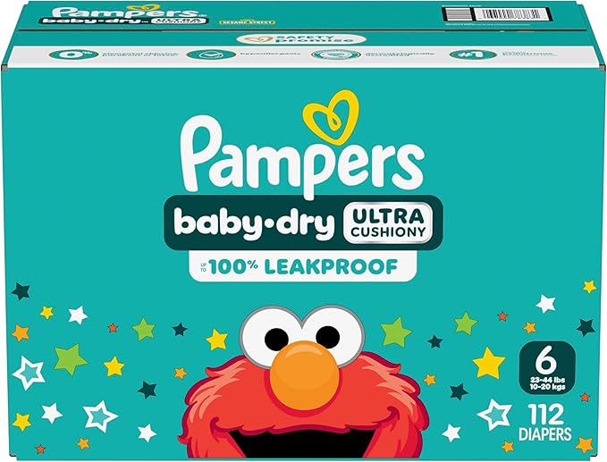 Pampers Diapers - Baby Dry - Size 6, 112 Count, Absorbent Disposable Infant Diaper (Packaging May Vary)