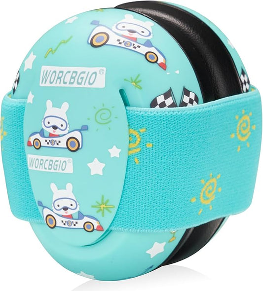 Infant Ear Protection Noise Cancelling Baby Ear Muffs, Toddler Hearing Protection with Adjustable Elastic Headband，Race car