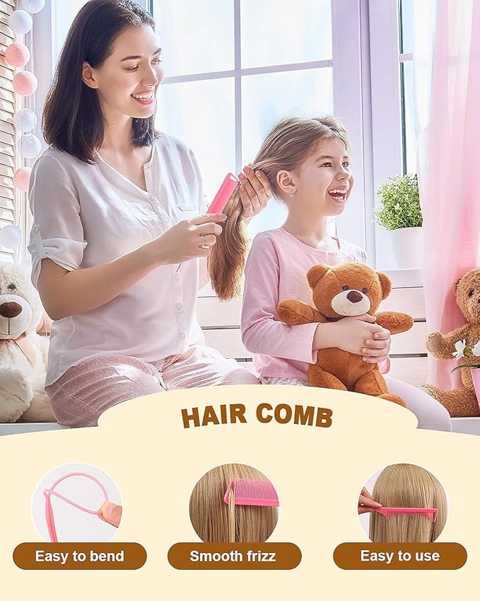 Rubber Bands with 4 Hair Styling Tools, 1000Pcs Elastic Girl Baby Hair Ties Mini Hair Bands with Hair Wax Stick - Tames Flyaways, Smooths Frizz, Sleek Ponytails Buns - Hair Accessories for Girls