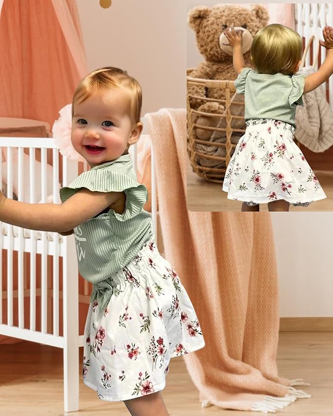 Newborn Infant Clothes Baby Girl Dress Summer Toddler Outfit Cute Girl Romper Skirt Set+Headband