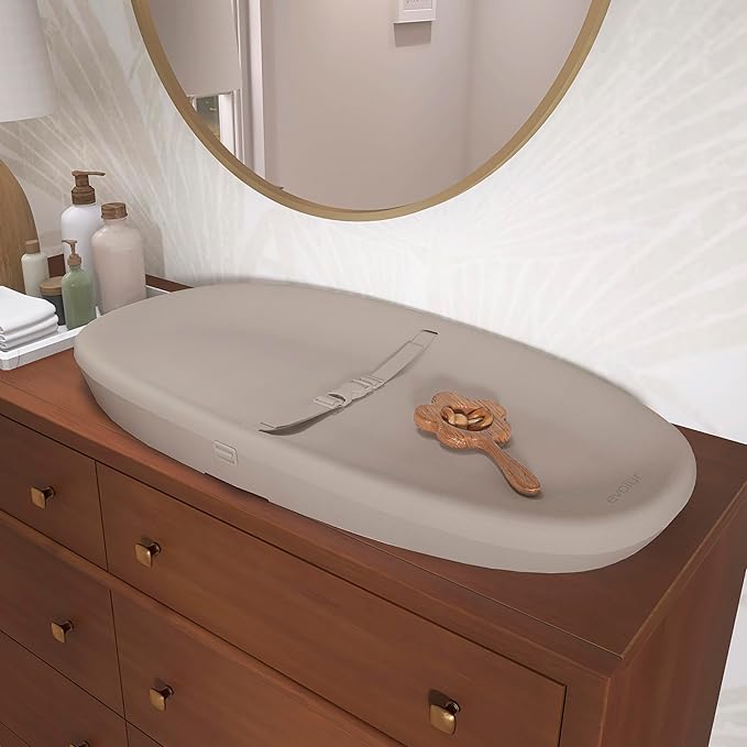 Evolur Eva Baby Changing Pad in Oat, Soft, Lightweight and Portable Changing Pad, Fits All Changing Table, Waterproof Firm Padding