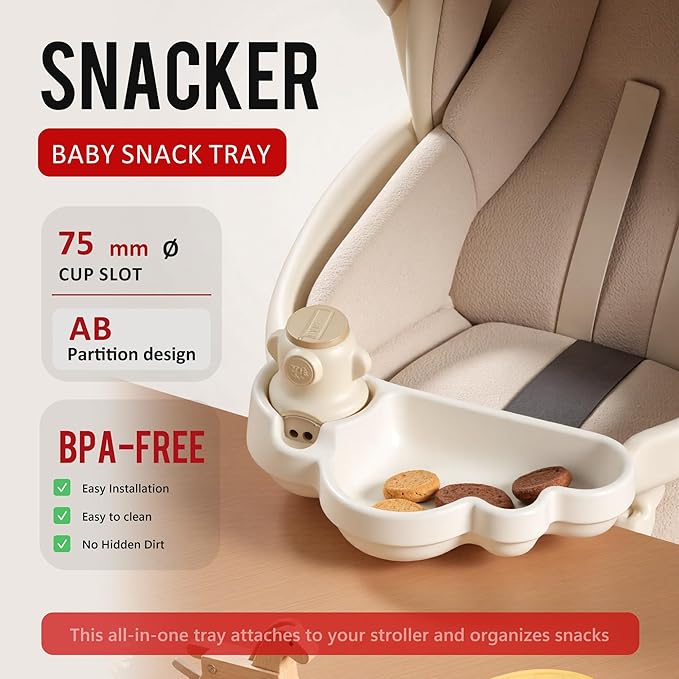 Li & Zhao Universal Stroller Snack Tray Attachment - Universal Snack Tray for Cloud Cup Holder Tray Stroller Tray Attachment Plastic Accessories for Baby,Toddler(Beige)