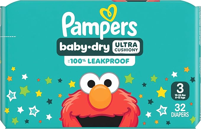 Pampers Diapers - Baby Dry - Size 3, 32 Count, Absorbent Disposable Infant Diaper (Packaging May Vary)
