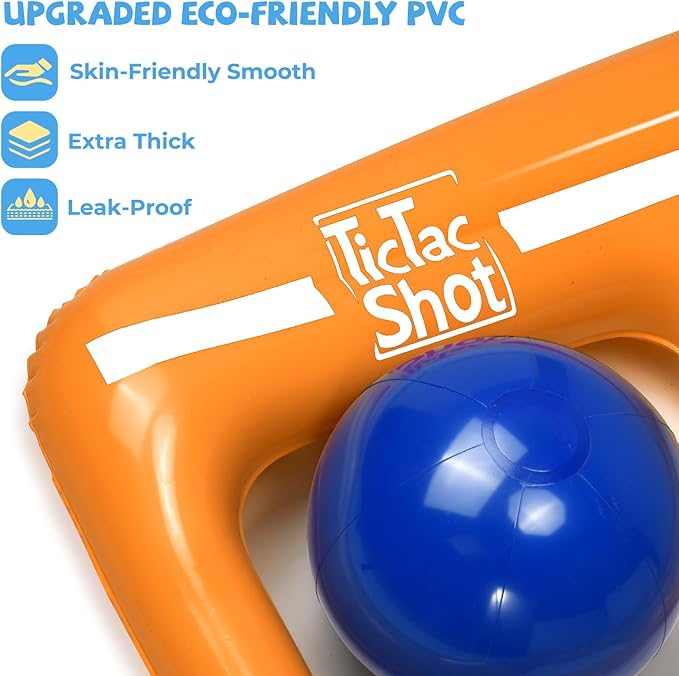 Pool Toys Games Set- Tic-Tac-Toe Inflatable Pool Toy with 10 Balls - for Adults Teens Kids 2-10 Players