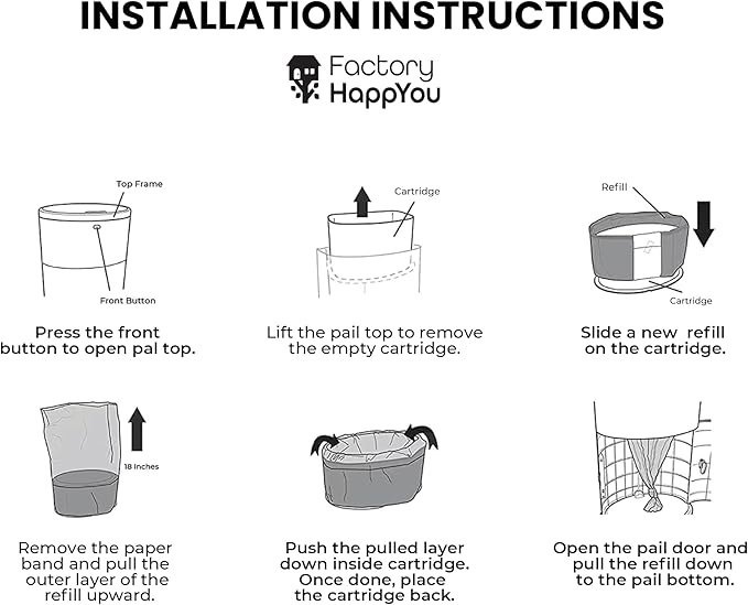 Factory Happyou® Pack of 4 Refills Compatible with Dekor Classic Pail Refills & Dekor Diaper Pail Refill Bags- 472 in Long, 30% Thicker, Advanced Odor Control. Each Roll holds up to 600 Diapers